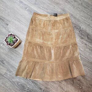 Anne-x Vintage Tiered Boho Suede Skirt Sz 2 Small